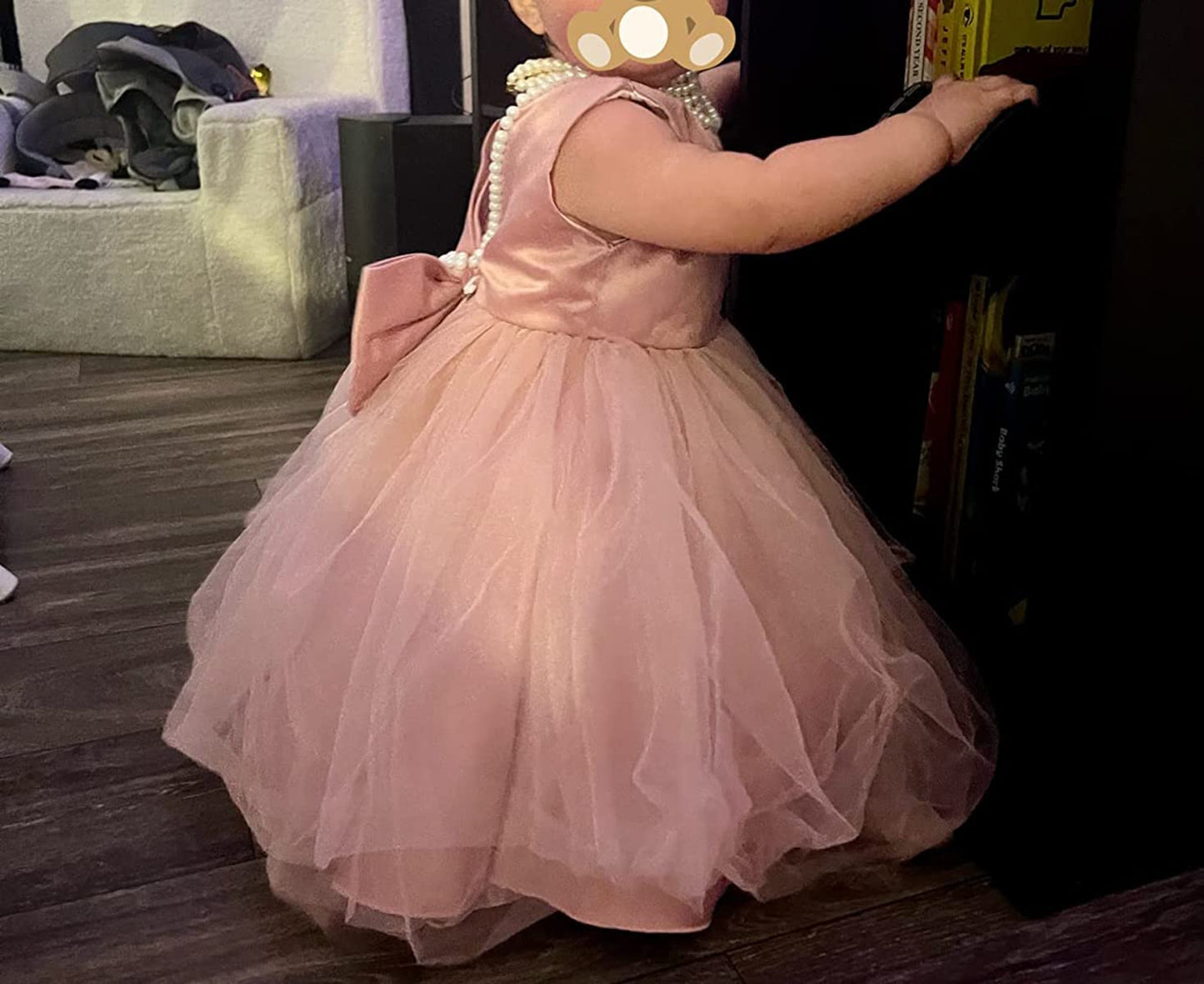 Jup Elle Baby Flower Girl Party Wedding Dress, Sleeveless Floor Length Tutu Tulle Dance Gown 6 Months