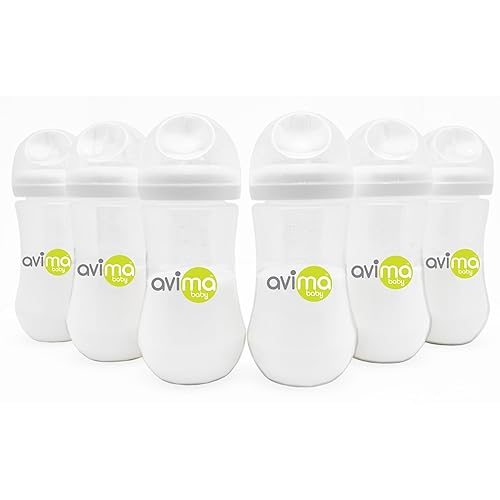 Avima 12 Oz. Anti Colic Infant Bottles, Bpa Free, Wide Neck With Fast Flow Nipples (Set Of 6)