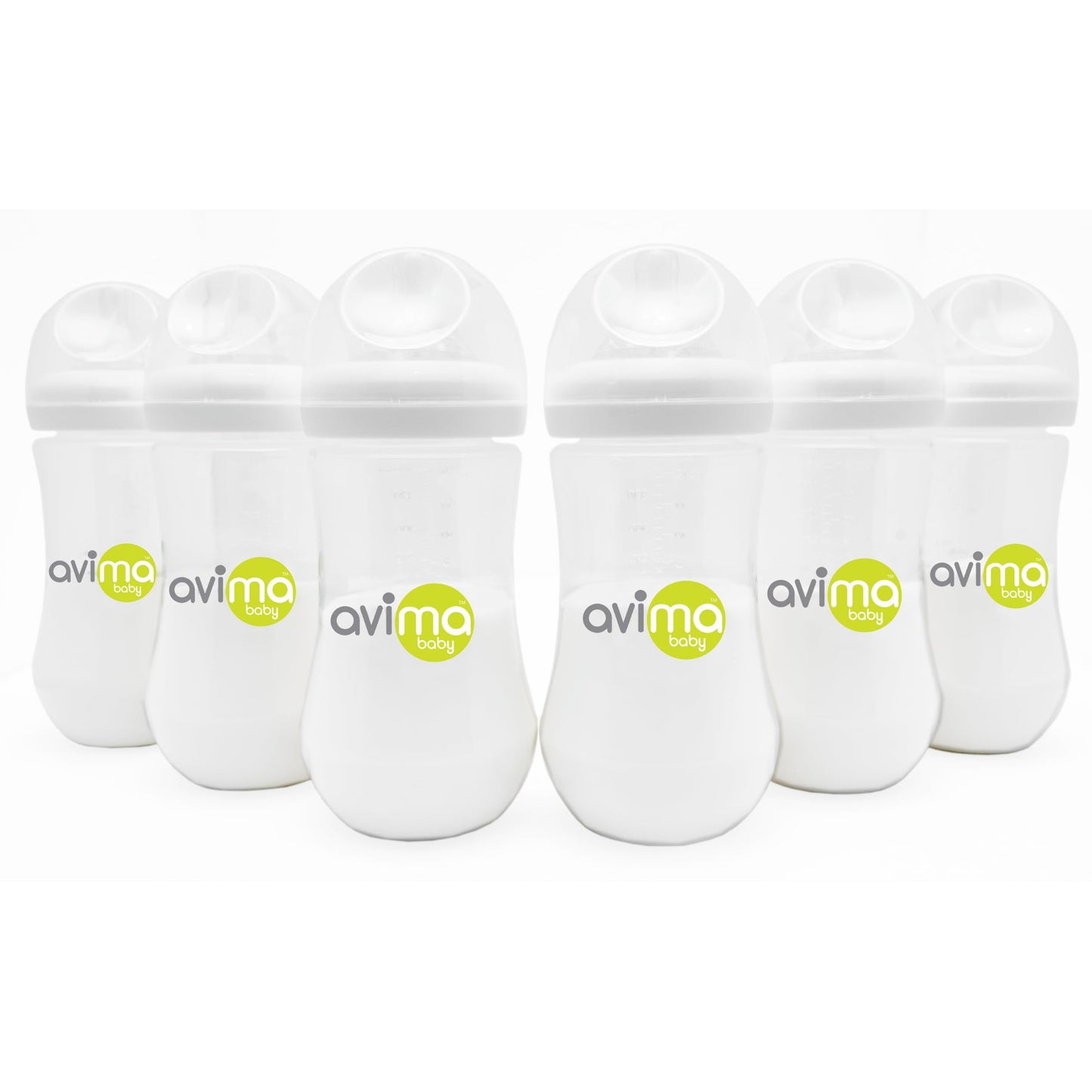 Avima 12 Oz. Anti Colic Infant Bottles, Bpa Free, Wide Neck With Fast Flow Nipples (Set Of 6)