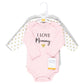 Hudson Baby Unisex Baby Cotton Long-Sleeve Bodysuits, Girl Mommy, 18-24 Months