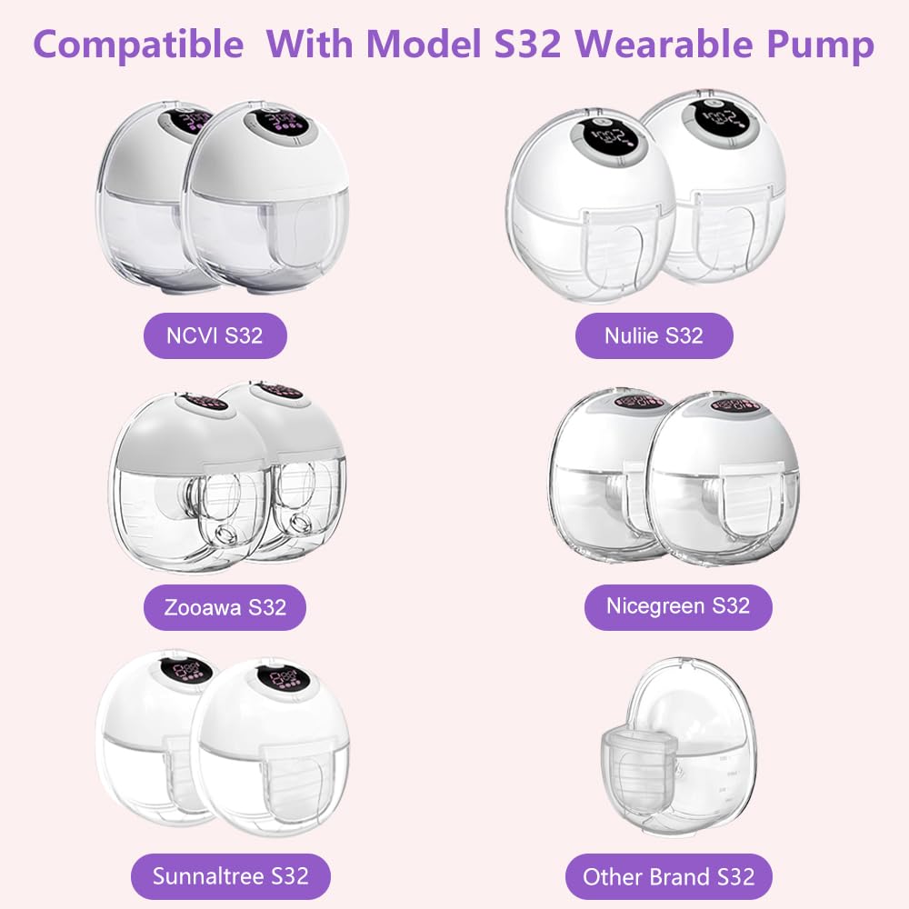 1Pcs S32 Breast Pump Milk Collector Cup Compatible With Ncvi Nicegreen Nuliie Zooawa Sunnaltree S32 Wearable Breast Pump, Collec
