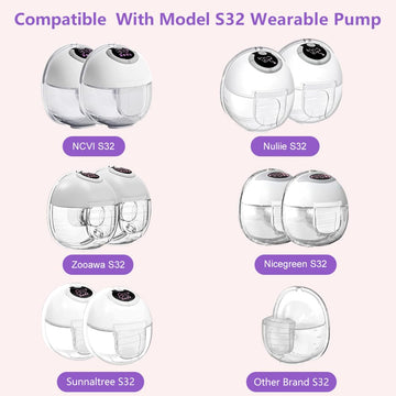 27Mm Full S32 Breast Pump Set With 27Mm Flange For Ncvi Nicegreen Nuliie Zooawa Sunnaltree Wearable Breast Pump, Duckbill Valve