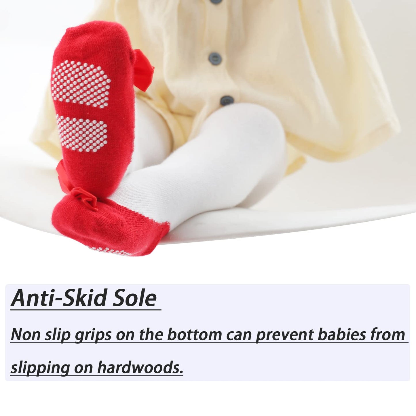 Baby Girl Tights Non Slip Baby Tights Shoe-Look Leggings Bow Cotton Pantyhose 12-24 Months For Toddler 2 Pack (Black, Pink, M)