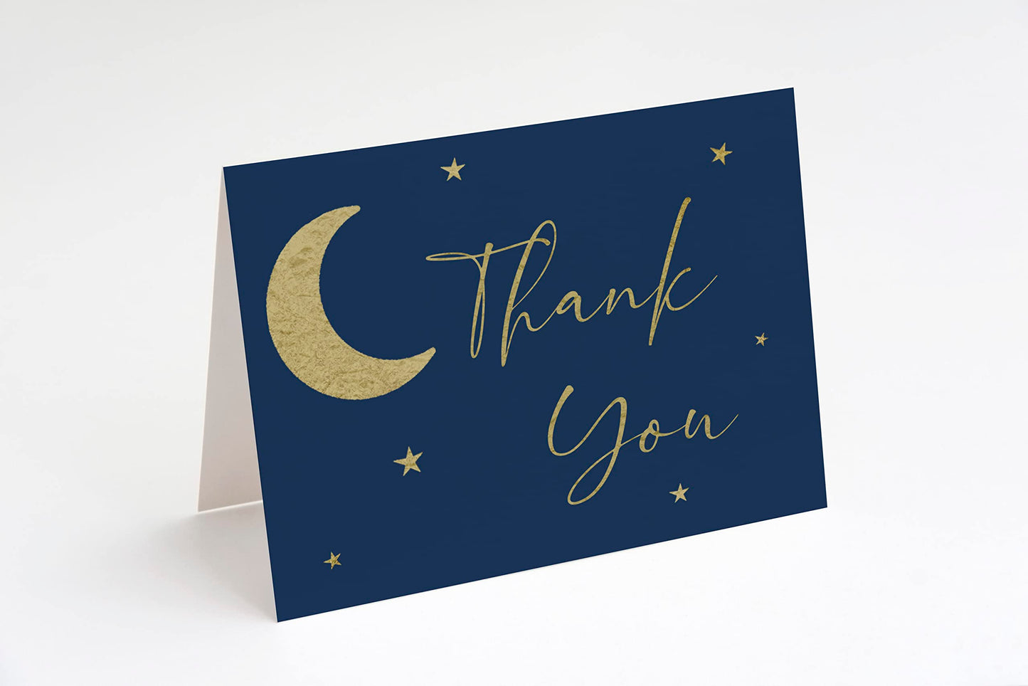 Twinkle Little Star Thank You Cards Star And Moon Over The Moon Theme Folding Notes Greeting Cards Navy Blue Gold Glitter Design