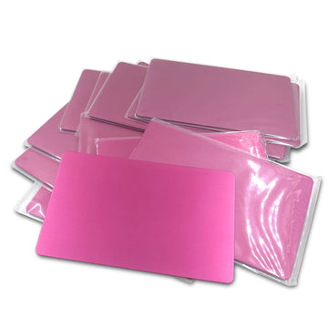 Lesencen Anodized Aluminum Alloy Metal Blanks Business Cards 86 X 54 X 08Mm 15Pcs Thick Plaque For Engraving (Pink)