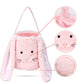 Plush Easter Bunny Basket For Kids Boys Girls Easter Buckets With Long Plush Ear Personalized Egg Hunting Easter Tote Bags For E
