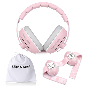 Lilian&Gema 2-In-1 Baby Ear Muffs, Adjustable Headphones With Band, Owls Noise Cancelling Headphones For Toddler Up To 4 Years,