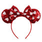 Foeran Mouse Ears Headbands Shiny Bows Mouse Ears Glitter Party Princess Decoration Cosplay Costume For Girls Women (Red Heart D