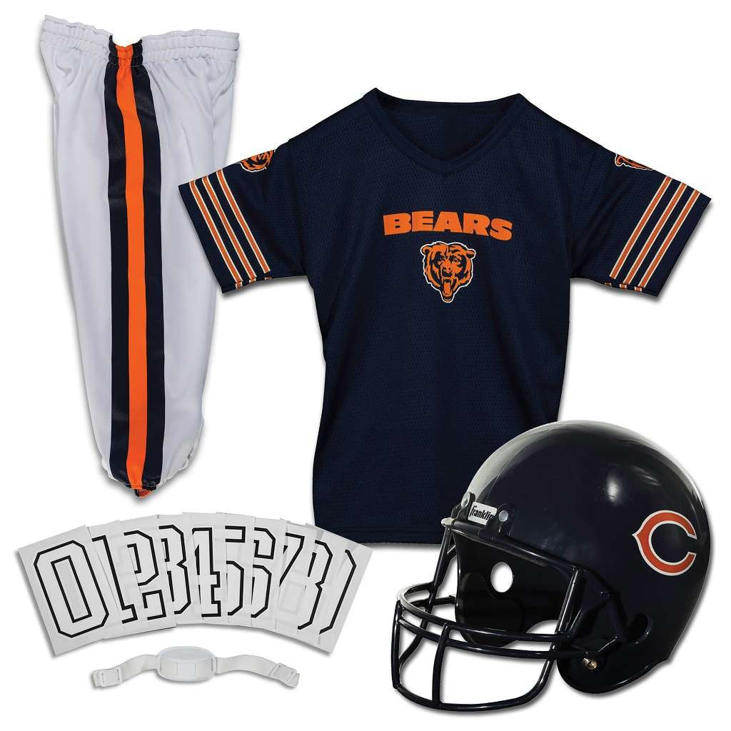 Franklin Sports Chicago Bears Kids Football Uniform Set - NFL Youth Football Costume for Boys & Girls - Set Includes Helmet, Jer