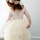 2Bunnies Girl Peony Lace Back A-Line Tiered Tutu Tulle Flower Girl Dress (Ivory Sleeveless Maxi, 9-10Yrs)