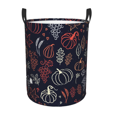 Pevtufa Thanksgiving Seamless Pattern Foldable Laundry Basket Organizer,Fabric Clothes Toy Storage Basket Nursery Hamper Storage