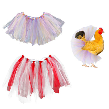 2 Pack Chicken Tutu Skirt Mesh Skirt Princess Dress Hen Decoration Feather Protector (Large: Colors May Vary)