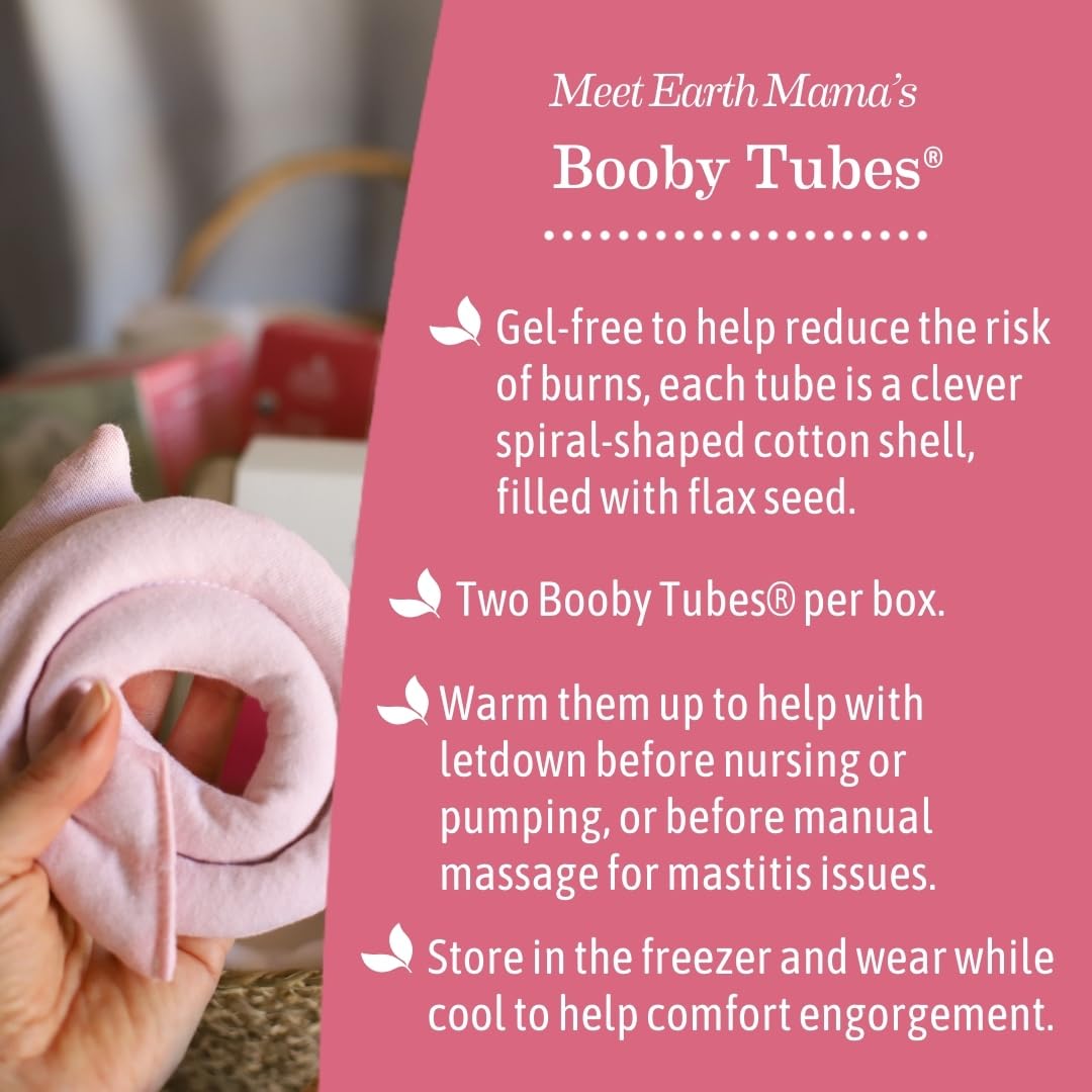 Earth Mama Booby Tubes | Gel-Free Hot & Cold Compress Nursing Packs For Breastfeeding & Tender Breasts, 4.2-Ounce