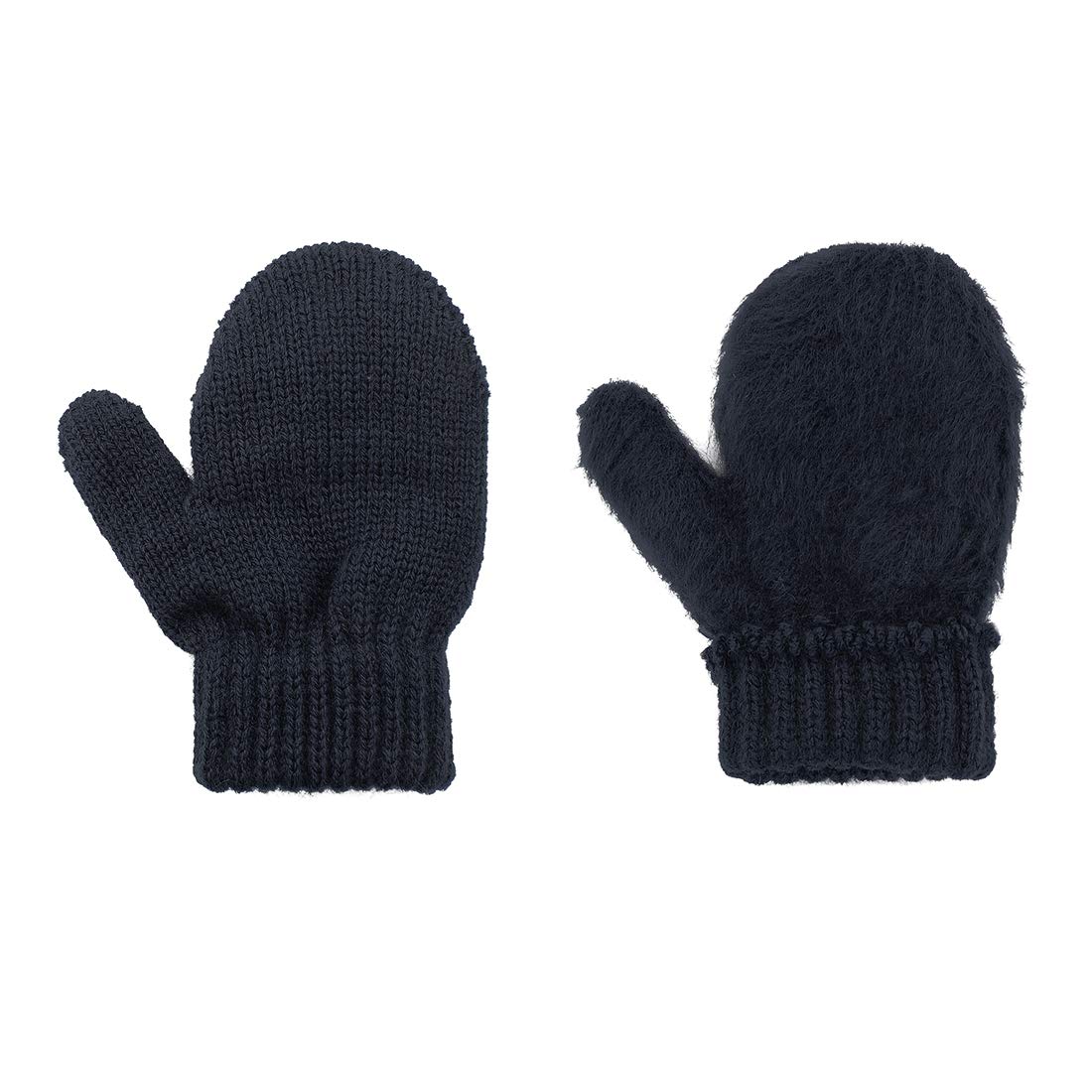 Durio Toddler Mittens Knit Mittens For Toddler Boys Girls Soft Kids Mittens Winter Crochet Toddler Kids Gloves Black & White & G