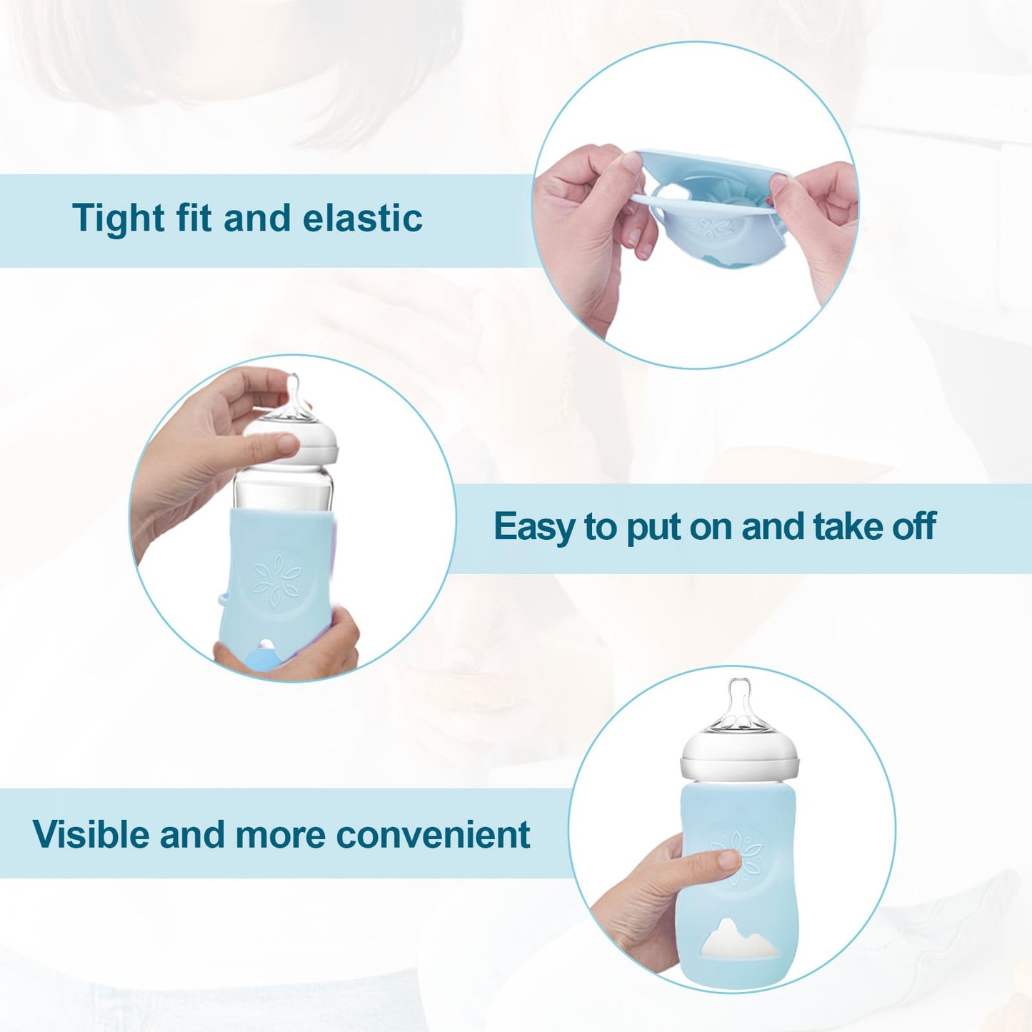 3 Pack Silicone Sleeves For Avent Natural Glass Baby Bottles, Shatter Proof Silicone Sleeve With Brush For Philips Avent Glass B