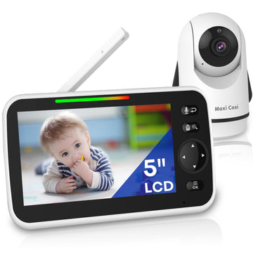 Maxi Cosi Baby Monitor with Camera and Audio, 5 Sreen Baby Monitor No WiFi, 30-Hour Battery, Pan-Tilt-Zoom Video Baby Monitors