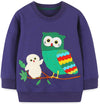 Girls Owl Sweatshirt Long Sleeve Crewneck Animal Shirt Toddler Fall Winter Outfits Kids Cotton Blue Sweaters Tops 8T