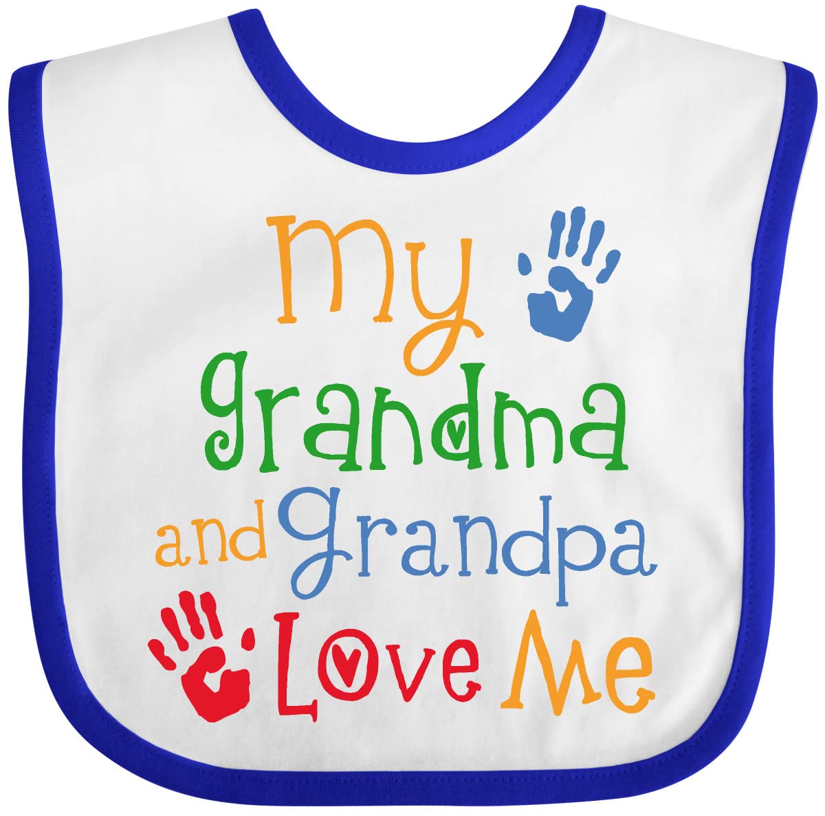 Inktastic My Grandma And Grandpa Love Me Baby Bib White And Royal 26A30