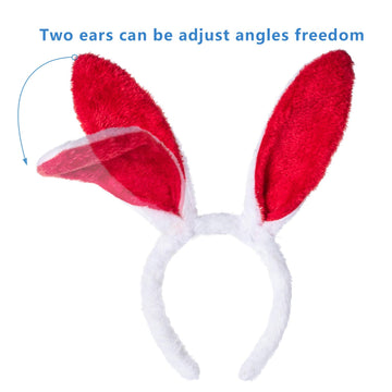 Cute Soft Touch Bunny Ears Headband Christmas Rabbit Ears Headband Gift For Children Kids Girls (Red)