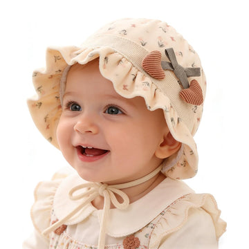 Snowie Soft Baby Bonnet Sun Hat For 012 Month, Soft Cotton Blend Floral Infant Bonnet With Chin Ties, Vintage Ruffled Brim Flor