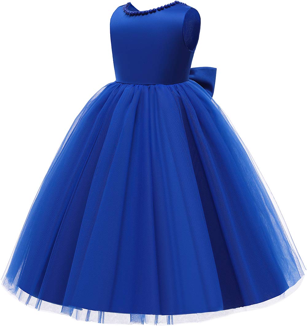 Baby Girl Party Wedding Easter Dress Blue, Sleeveless Floor Length Tutu Tulle Dance Birthday Gown 2T