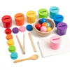 Ball in Cups Toddler Montesssori Toys for 1 Years Old, Rainbow Color Sorting Toy Coin Box Matching Game, Wooden Learning Color f