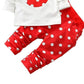 Cute Toddler Baby Girls Clothes Set Long Sleeve T-Shirt And Pants Kids 2Pcs Outfits (White+Red, 3-6 Months)
