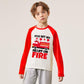 Toddler Boy Girl Valentine'S Day Shirt Fire Truck You Set My Heart On Fire Cotton Long Sleeve Tee Kid Boy Top 10 Years