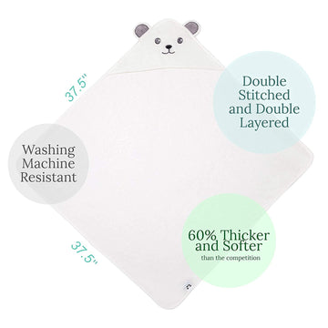 Hiphop Panda X - Large Bamboo Bath Towel For Toddler And Kids - Hooded Bath Towels With Bear Ears For Babies - Super Absorbent -