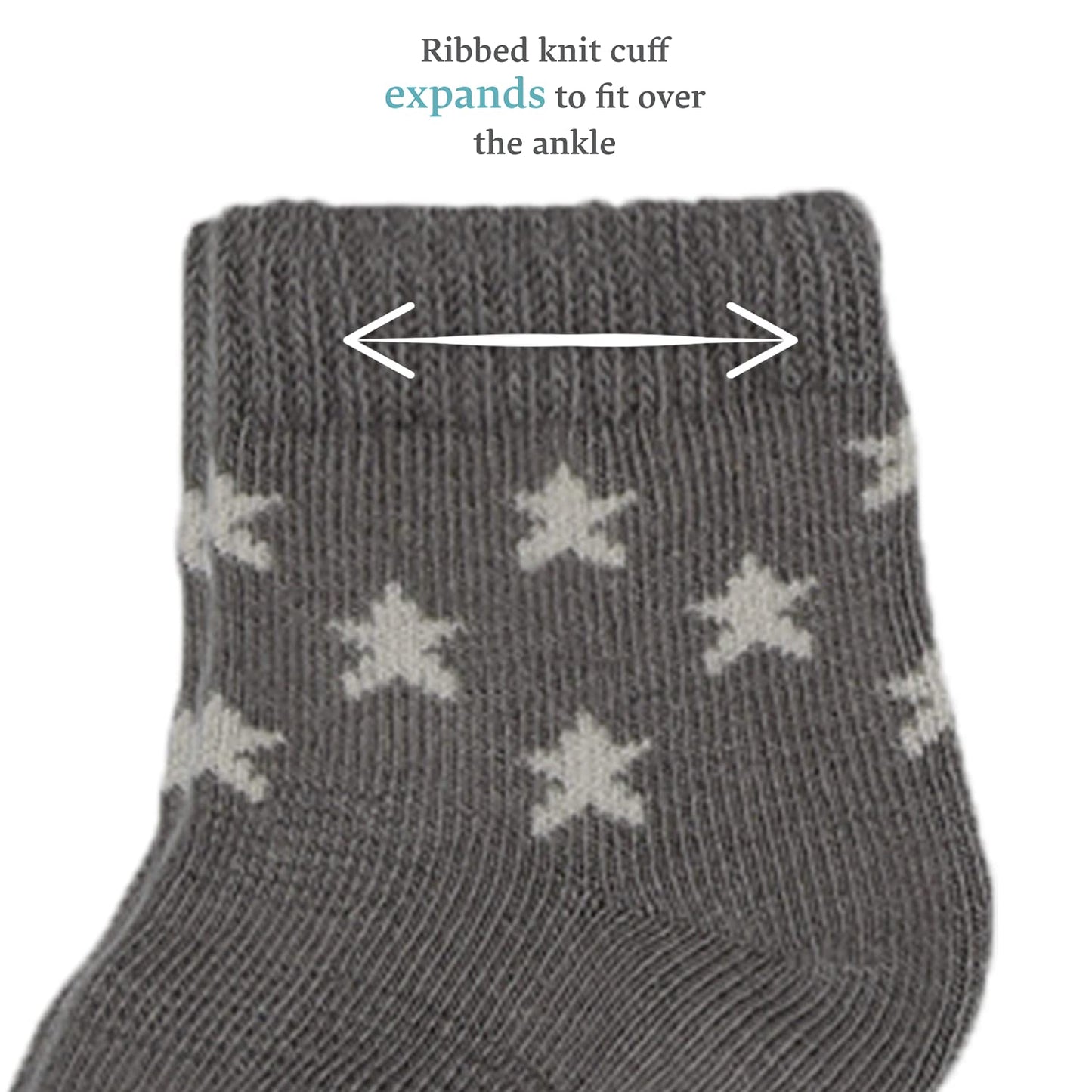 Fruit Of The Loom Baby 14-Pack Grow & Fit Flex Zones Cotton Stretch Socks - Unisex, Girls, Boys (12-24 Months, Grey Stripe)
