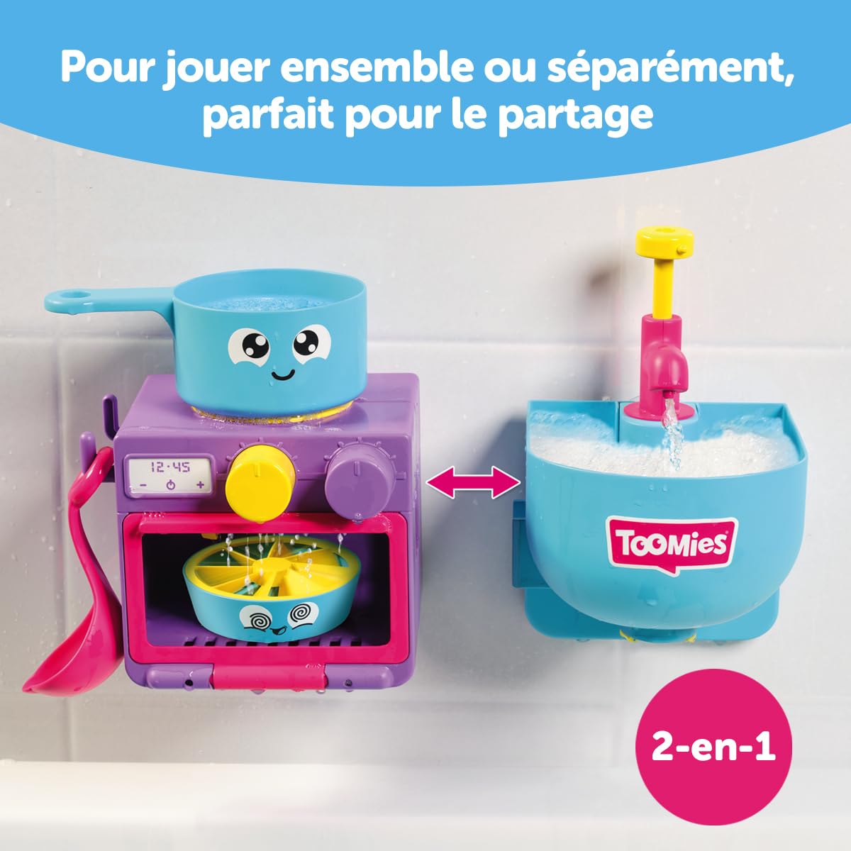 Toomies E73264 Bubble & Bake Bathtime, Bath Toddlers, Kitchen Themed Bubble Making Toy, 2 in 1 Set, Kids Water Play Suitable for