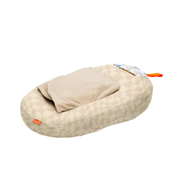 Boon Puff+ Inflatable Baby Bather - Portable Infant Bathtub Baby Bath Seat Includes Microfleece Cover, Swaddle Wings, And Storag
