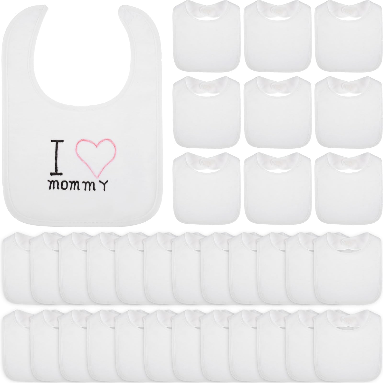 Toulite 50 Pcs White Bibs For Baby Washable Reusable Waterproof Feeder Bibs Cotton Baby Bibs With Double Sided Design For Fabric
