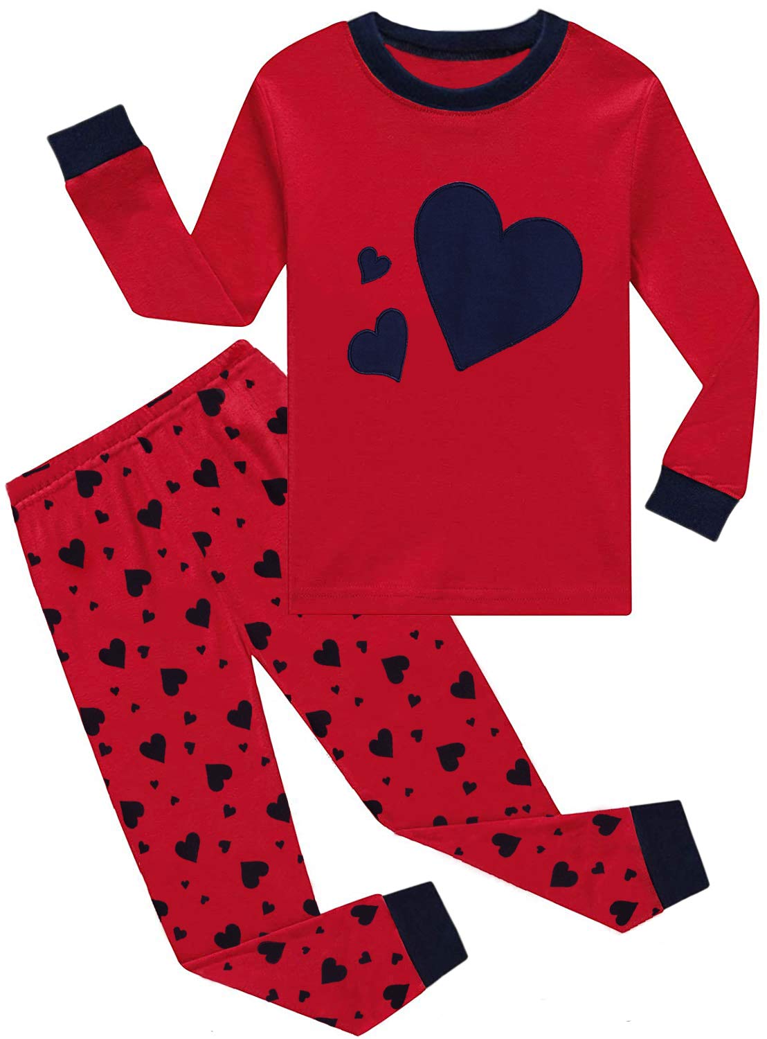 Little Hand Kids Valentines Day Pajamas Toddler Girls Love Hearts Long Sleeve Shirt Pant Sets Children Clothes Red 2T