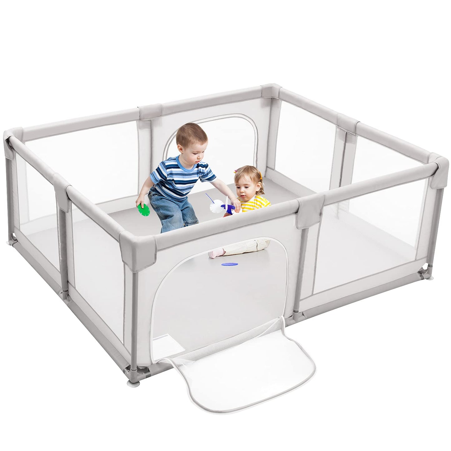 Costzon Baby Playpen, Extra Large Playard for Babies, Infant Safety Gates Indoor Outdoor, Childrens Fences with Anti-Slip Sucke