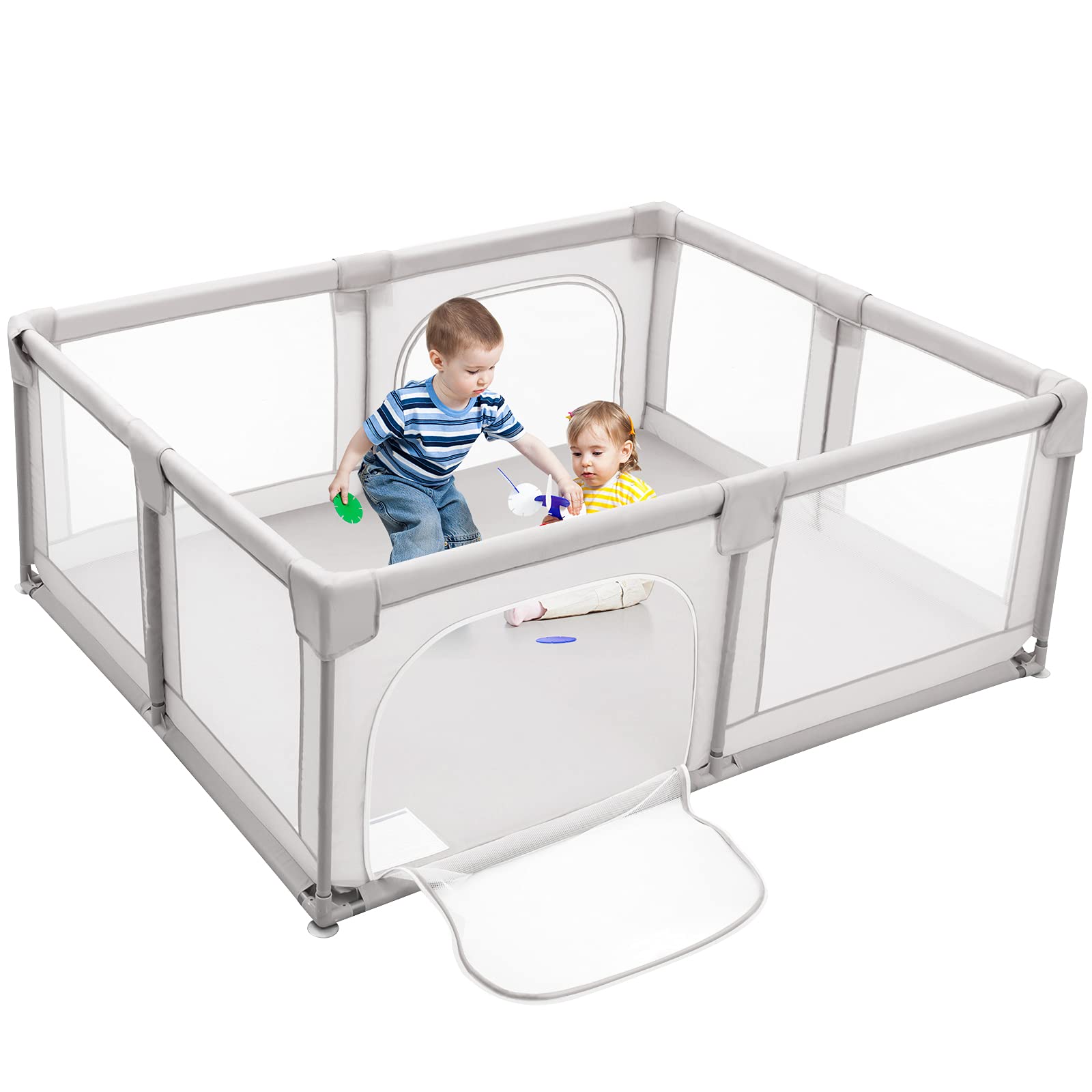 Costzon Baby Playpen, Extra Large Playard for Babies, Infant Safety Gates Indoor Outdoor, Childrens Fences with Anti-Slip Sucke