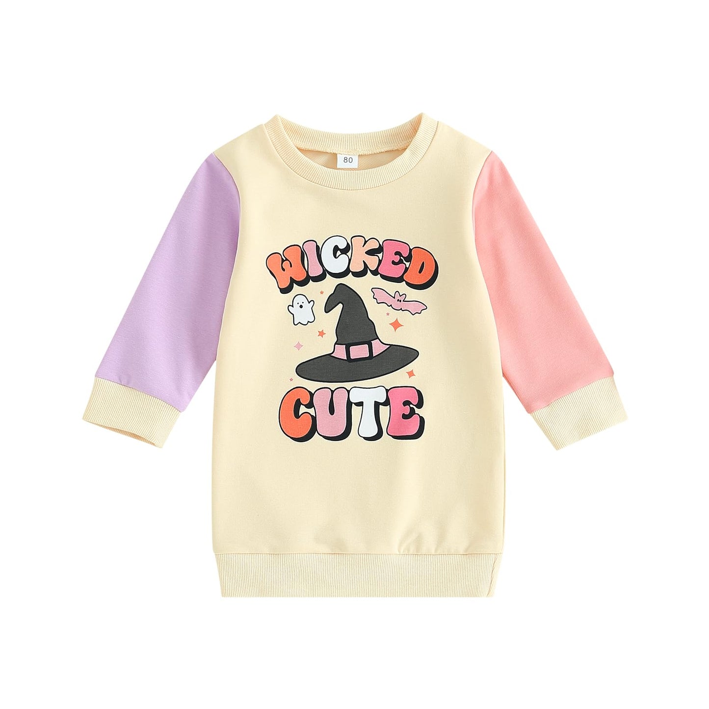 Boebnozcv Toddler Baby Girl Halloween Sweater Shirt Long Sleeve Pumpkin Letter Print Oversized Straight Dress Sweatshirt Top (Wi