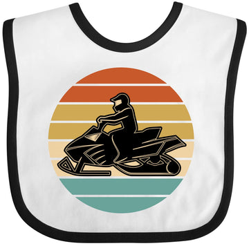 Inktastic Snowmobile Retro Sunset Baby Bib White And Black 39640