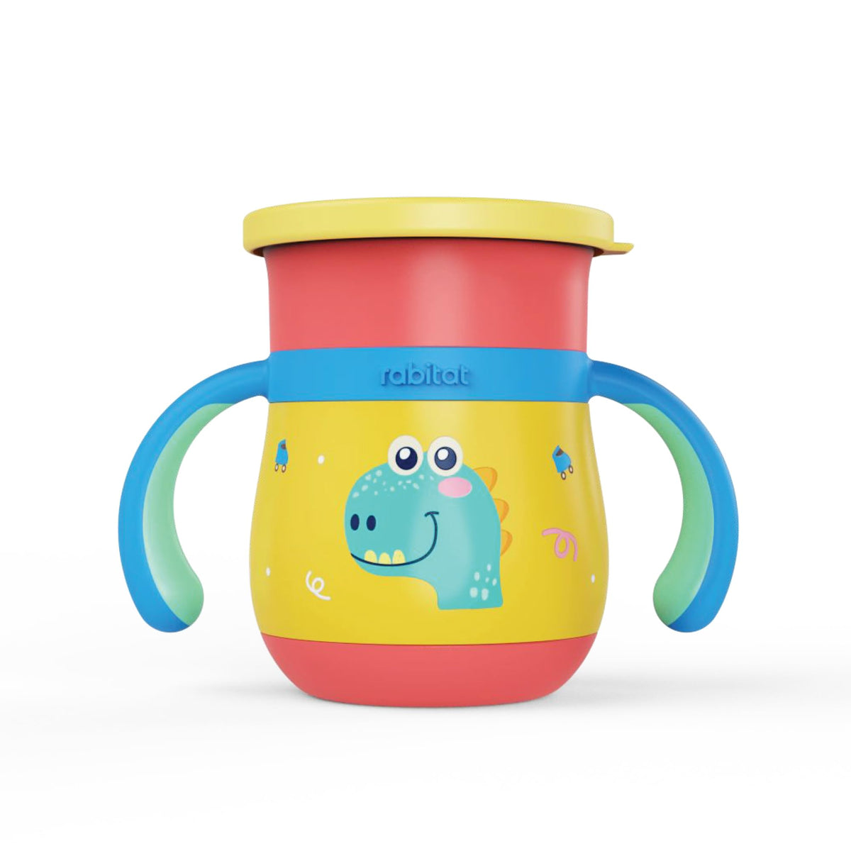 rabitat Sip Around Stainless Steel Sipper 390ml | 2 Years Brand Warranty | Leak Proof | BPA Free | Sippy Cup for Kids with Soft 