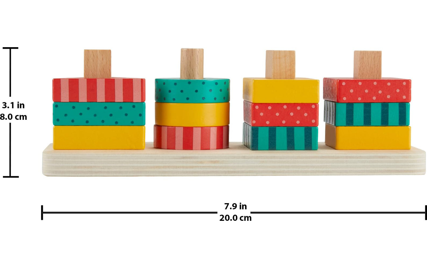 Fisher-Price Wood Toddler Toy Shape Stacker, 13-Piece Wooden Sorting Activity for Fine Motor Play Preschool Kids Ages 2+ Years