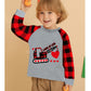 Valentine'S Day Buffalo Red Plaid Shirt For Toddler Boy Girl Heart Crane Truck Clothes Heart Raglan Sleeve Kids Tee Tops 7T