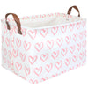 Fxolcshe Rectangular Baby Girl Basket,Baby Gift Basket Empty,Pink Gift Basket With Handle Organizer,Heart Print Easter Basket,Gi