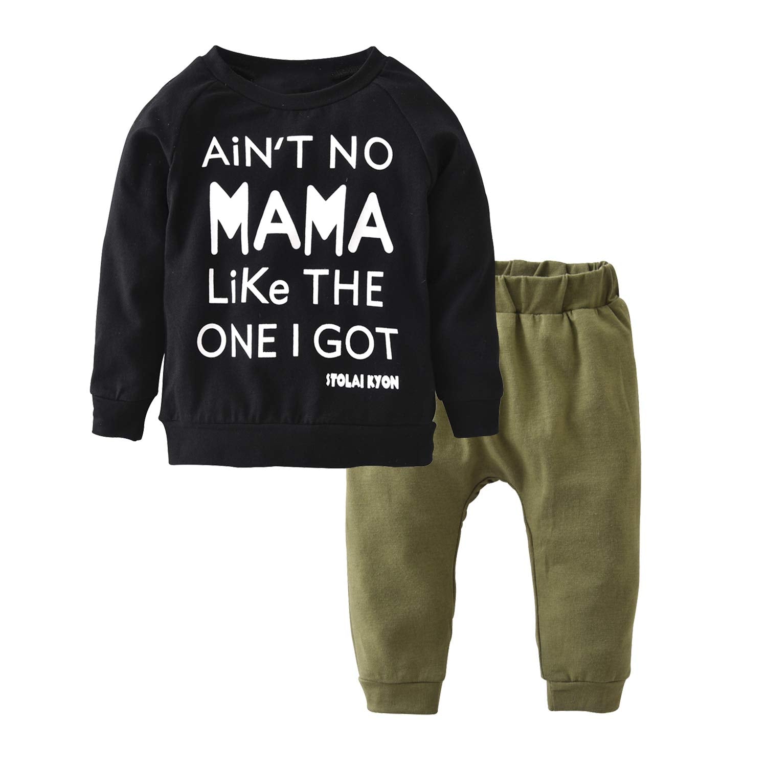 Eghunooy Toddler Baby Boy Letters Printed Tops Pants Leggings Outfits Clothes Se WBBAPB076NZ6SRF