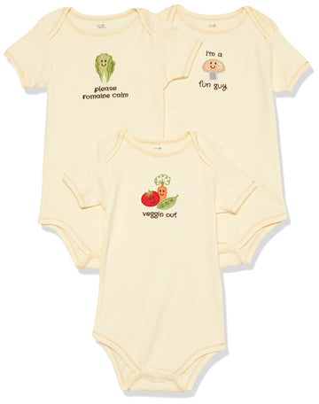 Touched By Nature Unisex Baby Organic Cotton Bodysuits, Mushroom 3-Pack, 18-24 Months