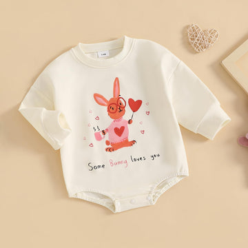 Toddler Baby Girl Valentines Day Outfit Love Sweatshirt Romper Long Sleeve Onesie My First Valentines Day Baby Girl Outfit (V-Be