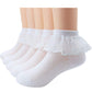 5 Pack Of Girls White Lace Ruffle Socks Cotton Baby(0M-10Y) Small Fits 1-2 Toddler
