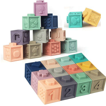 Litand Soft Stacking Blocks for Baby - Sensory Montessori Toys Toddler Activities - Gifts for Boy Girl 6 9 12 18 Months 1 2 3 Ye