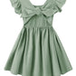 Dutebare Toddler Girls Dress Cotton Linen Ruffle Halter Sleeveless Kids Casual Summer Beach Party Dresses Green 130