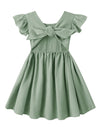 Dutebare Toddler Girls Dress Cotton Linen Ruffle Halter Sleeveless Kids Casual Summer Beach Party Dresses Green 110