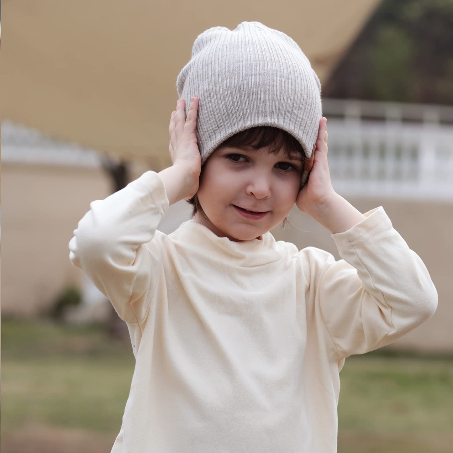 2 Pack Beanie For Toddler Boys Elegant Warm Boys Beanie Classic Grey Knit Winter Hat For Kids